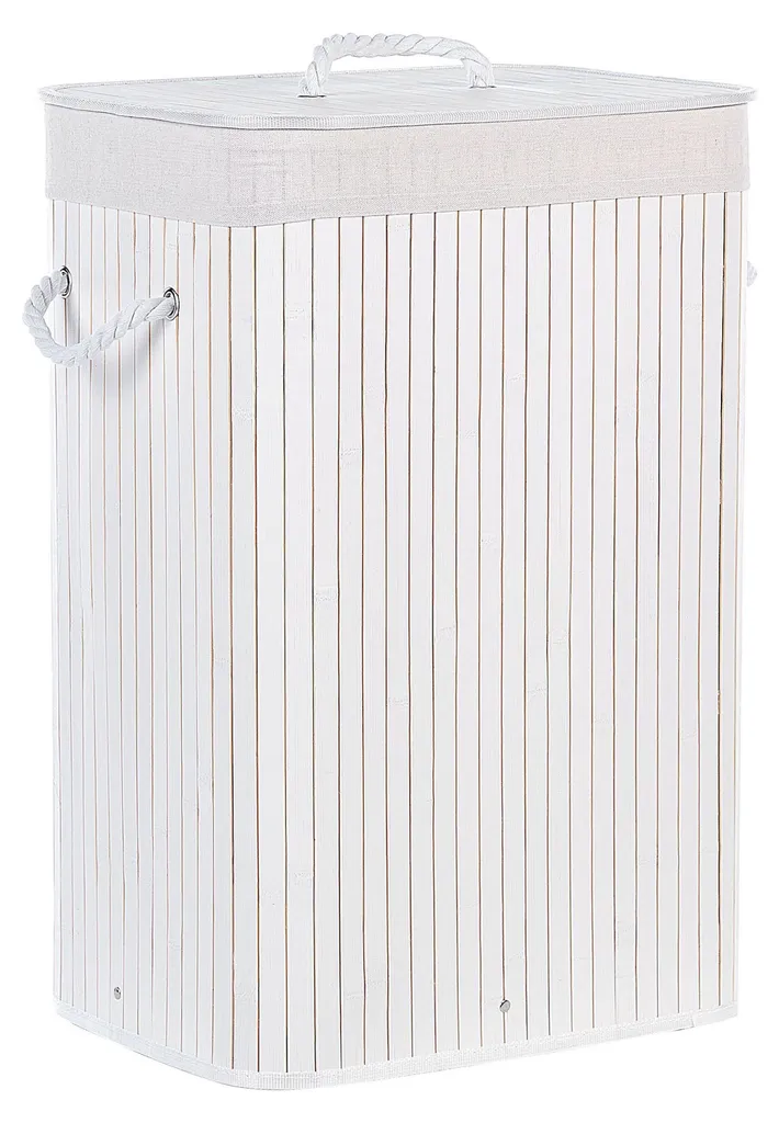 Panier en bambou avec couvercle Komari blanc - Finition Tressée 40cm