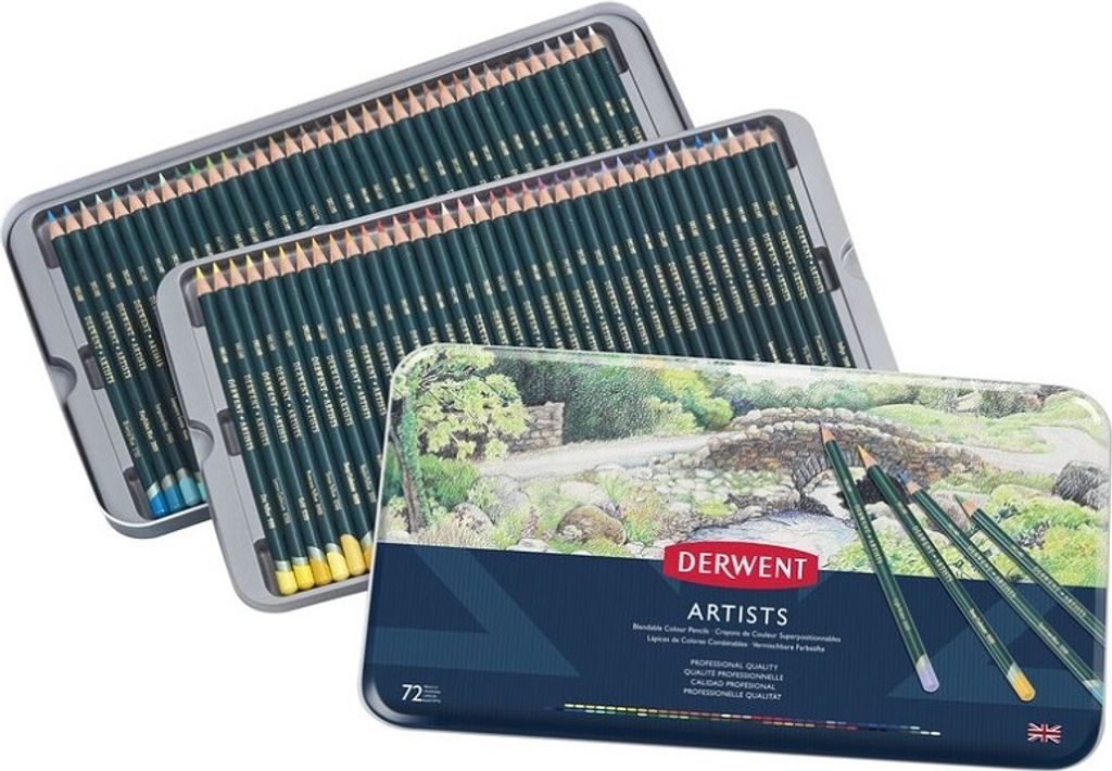 Crayons de couleur DERWENT Artists, 72pcs dans une boîte en Image du produit 
