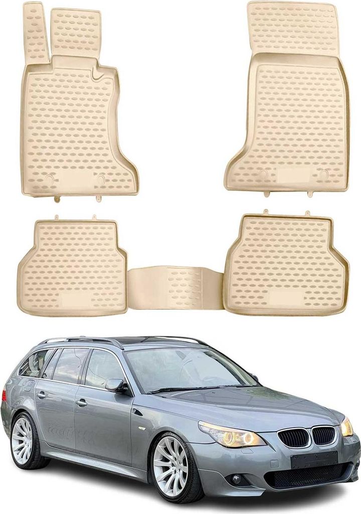 2003-2010 BMW řady 5 E60 E61 Podlahové rohože TPE béžové 4 Obrázek produktu 