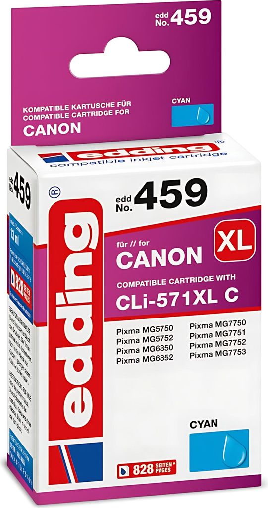 Edding Tintenpatrone EDD-459 ersetzt Canon CLI-571XL Produktbild 