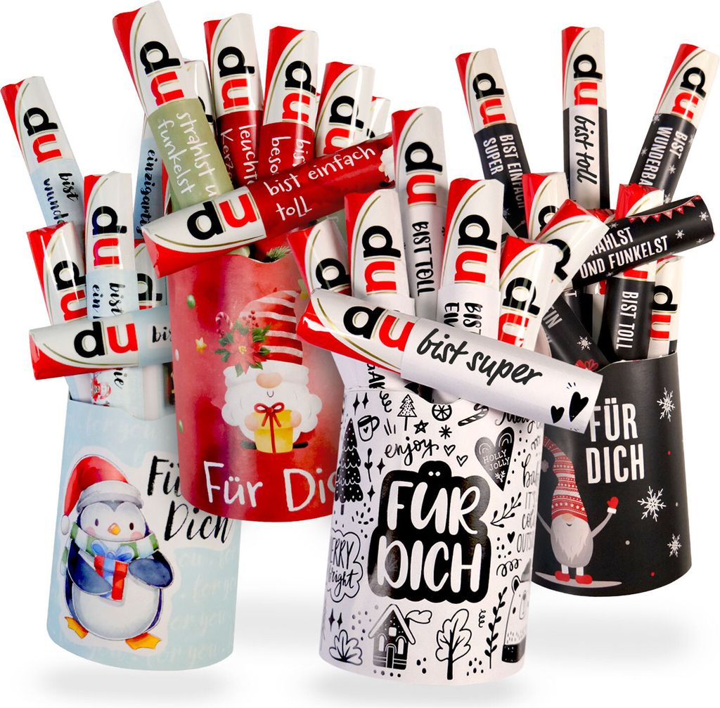 younikat 4X Aufkleber-Set Weihnachten -Für Dich- passend für Vier Duplo Pralinen Packungen I selbstklebend I zum Verschenken I dv1521