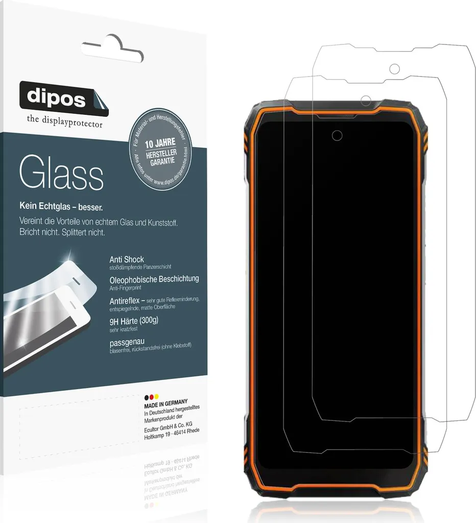 2x Vetro Flessibile dipos per Blackview Oscal Tank 1 Opaco 9H