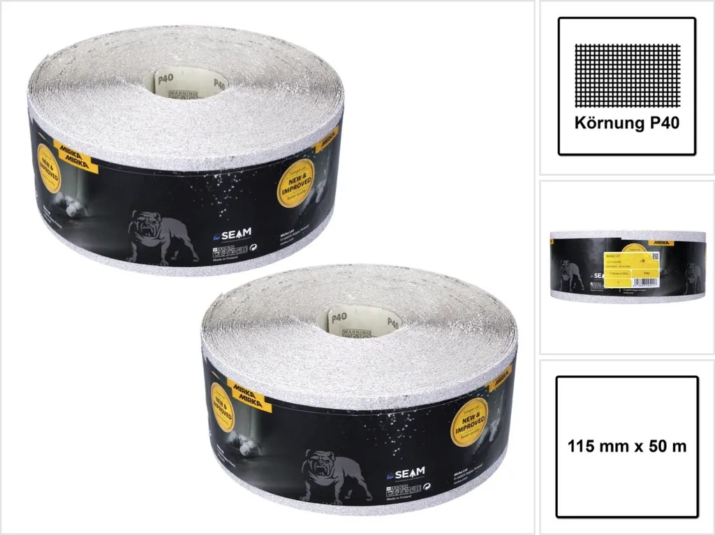 2x Mirka BASECUT P40 Rotoli 115mm x 50m - Abrasivo Universale Professionale