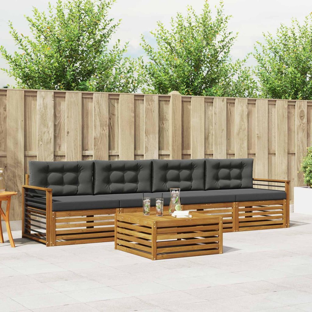"SALE 2026"Outdoor-Sofagarnitur - CLORIS - Balkonmöbe/Sitzgruppe - mit Kissen 5 pcs - Moderne Design - Natur und Anthrazit - Gartensofas NeuMöbel...