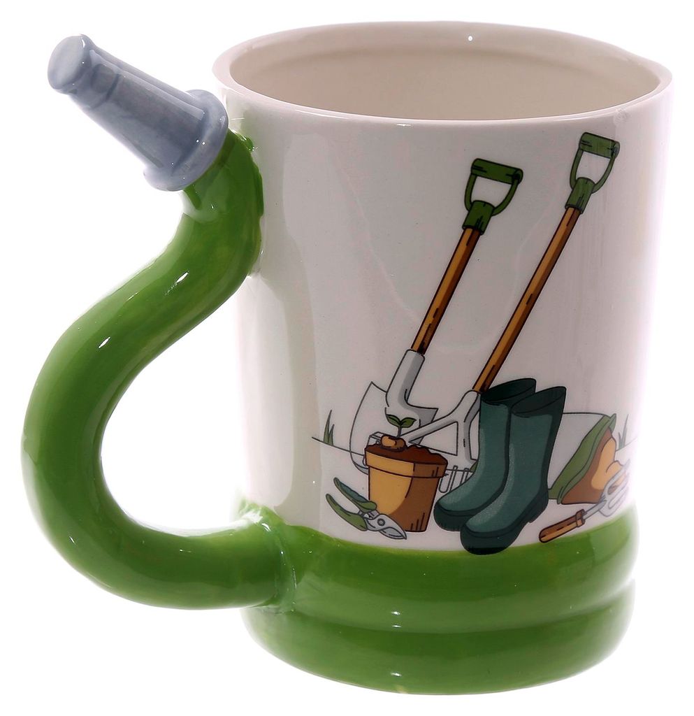 Gartenwerkzeuge Kaffeebecher mit Gartenschlauch Henkel