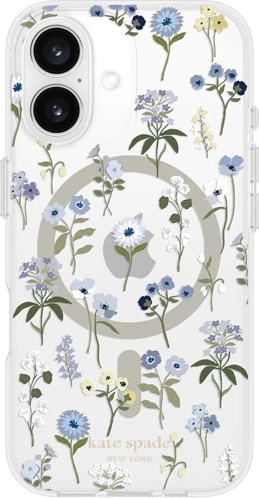 Kate Spade, iPhone 16 Hülle Precious Bloom Muster MagSafe Kompatibel, Weiß