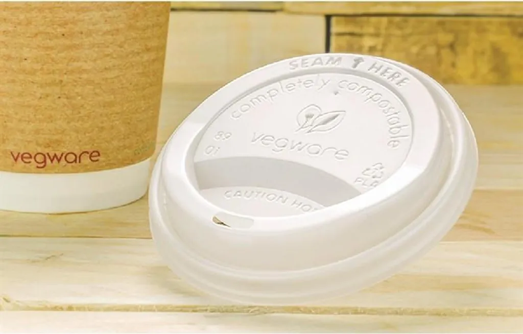 Couvercles Vegware compostables pour gobelets boissons chaudes 34/45,5 cl - 4