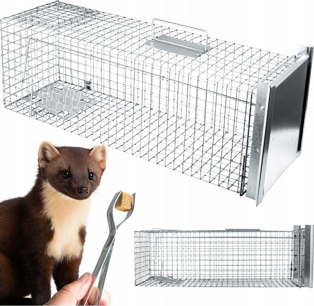 Tierfalle 82x26x26cm Lebendfalle für Ratten Marder Lebend Garten Marderfalle Rattenfalle Füchse Katze