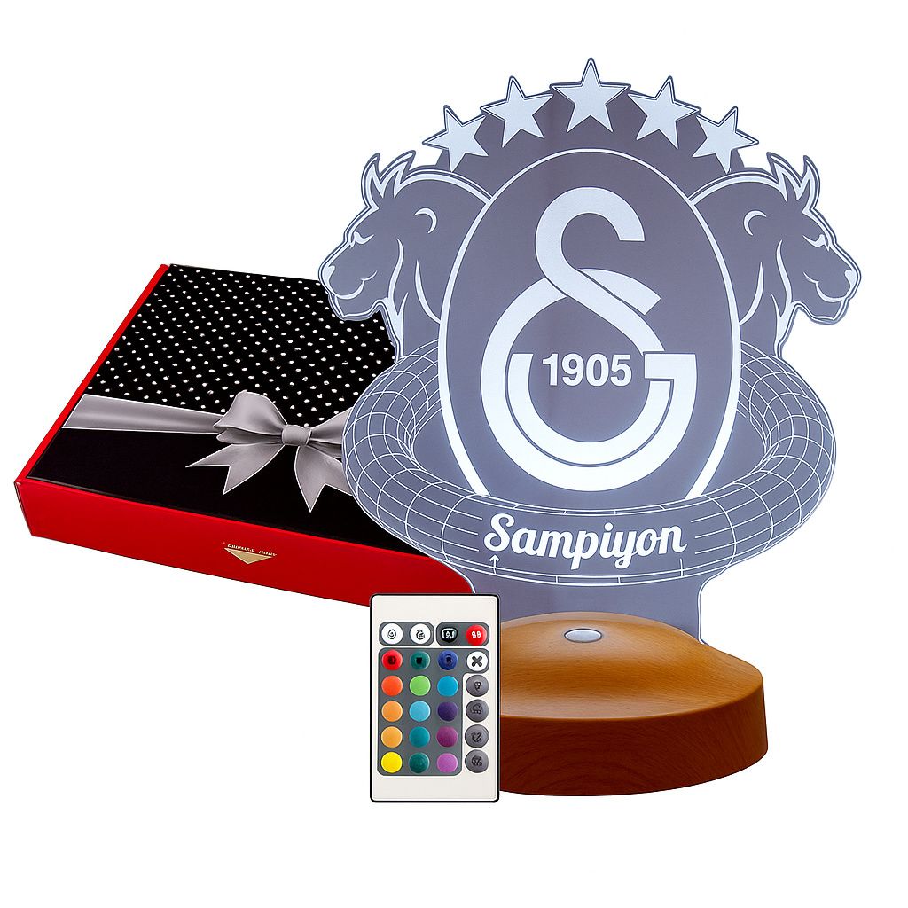 Geschenkelampe 3D LED Nachttischlampe Galatasaray Fanartikel Geburtstagsgeschenk für GS Fans