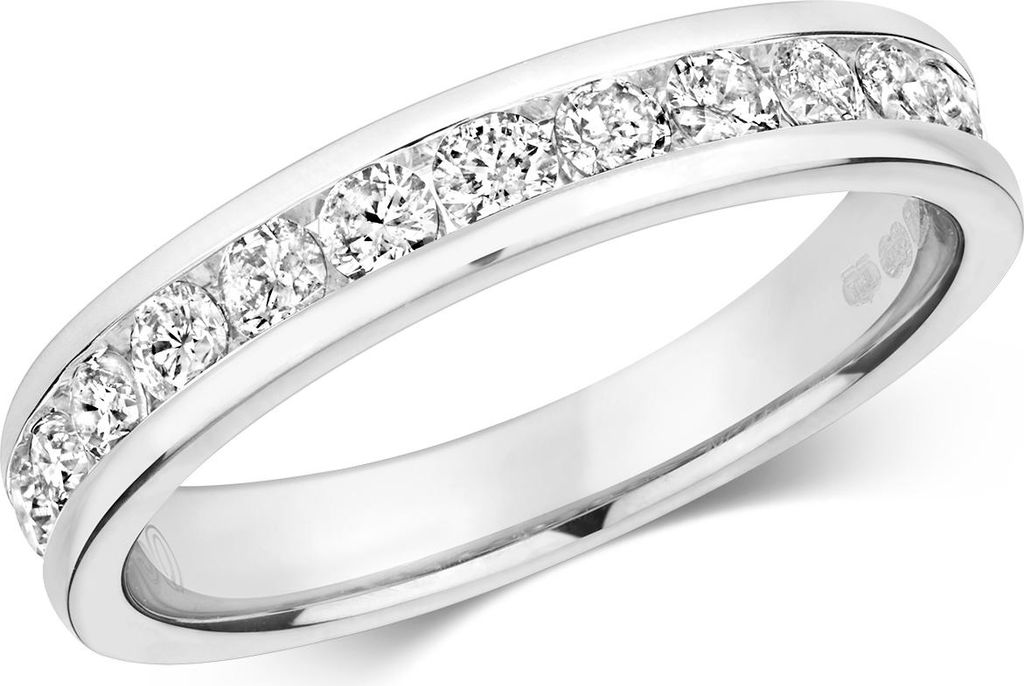 Funkelndes Feuer 18 Karat (750) Weißgold Halb Eternity Diamant Damenring Brillant-Schliff 0.50 Karat H - I1 I2, 57 (18.1); TRS3217918KWRSP