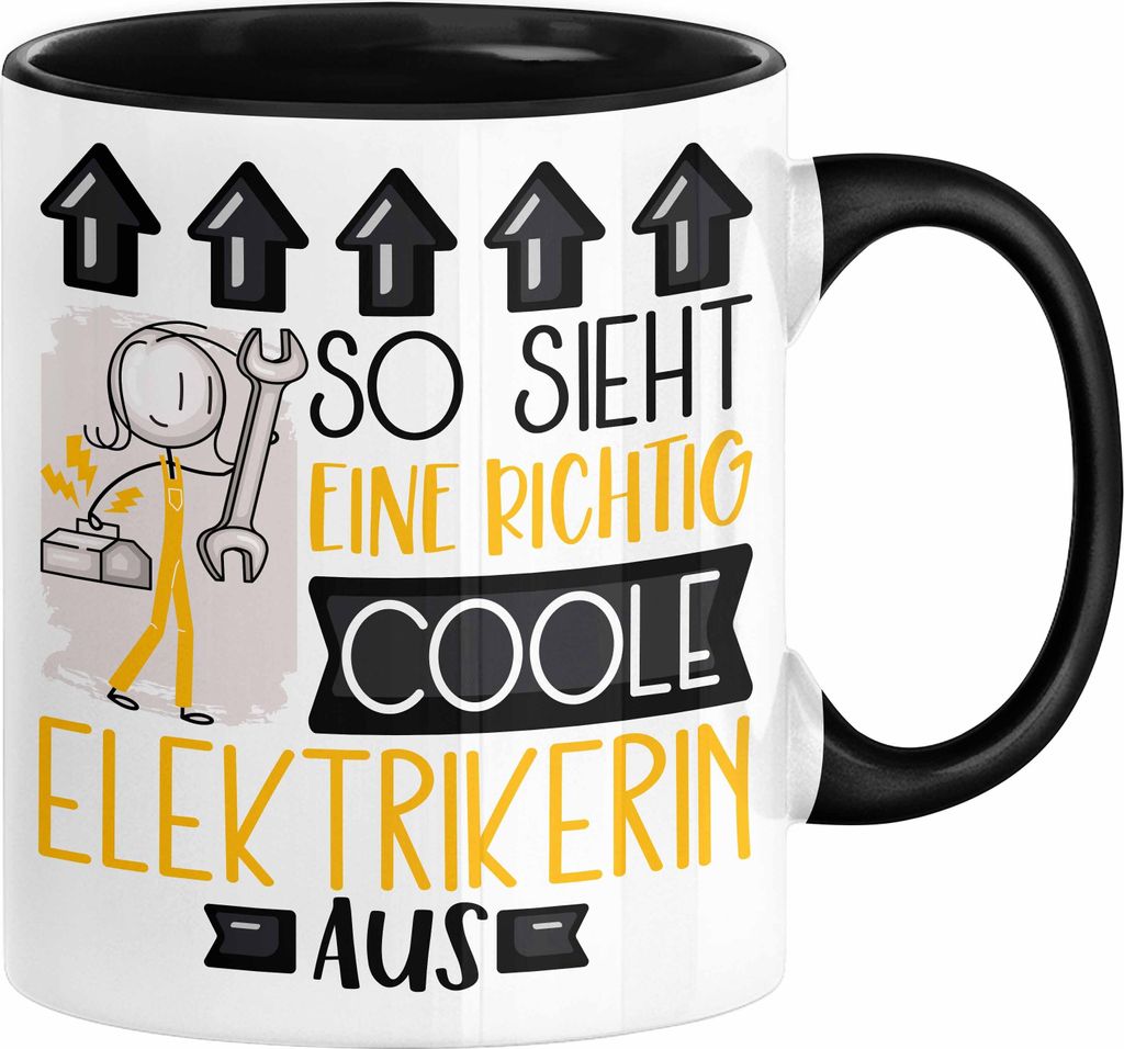 Elektrikerin Geschenk Tasse Geschenkidee für Elektrikerin Geburtstag Weihnachten Spruch So Sieht Eine Richtig Coole Elektrikerin Aus Kaffee-Becher...