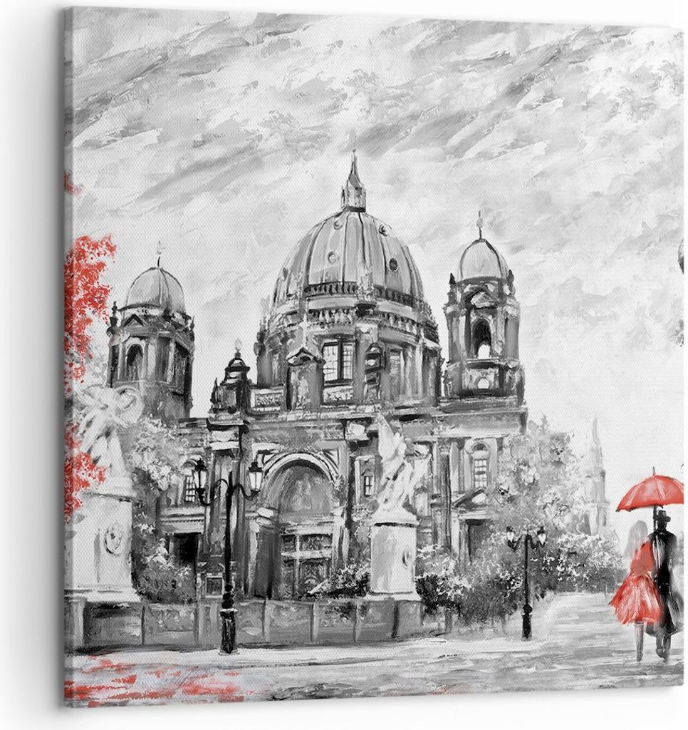 Bild auf Leinwand - Leinwandbild - Einteilig - Dom Berlin Liebespaar - 60x60cm - Wand Bild - Wanddeko - Wandbilder - Leinwanddruck - Bilder - Wandd...