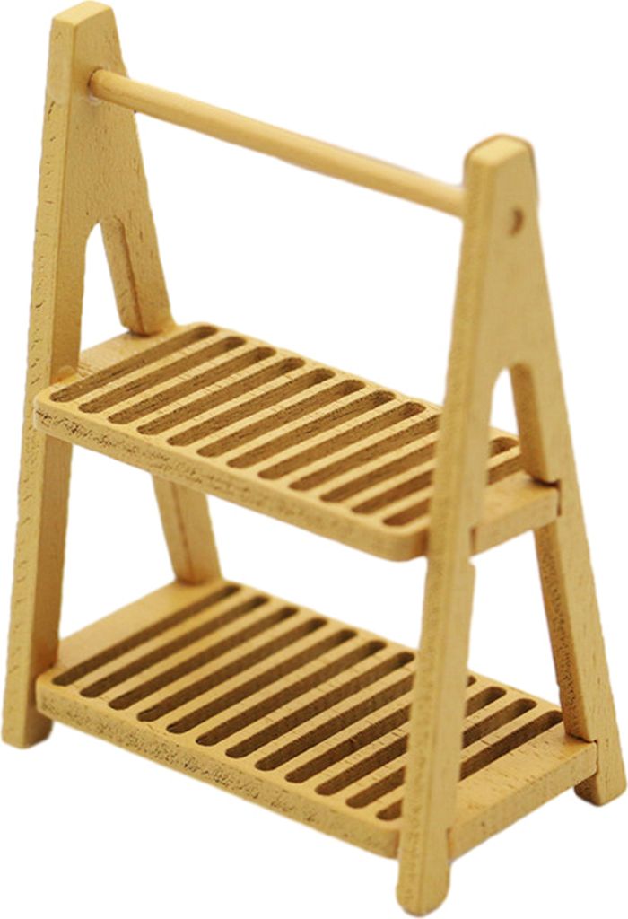 Dollhouse Storage Rack Doppelschicht Miniatur Brotregal Exquisite Dollhouse Organization Rack Puppenhauszubehör-Khaki