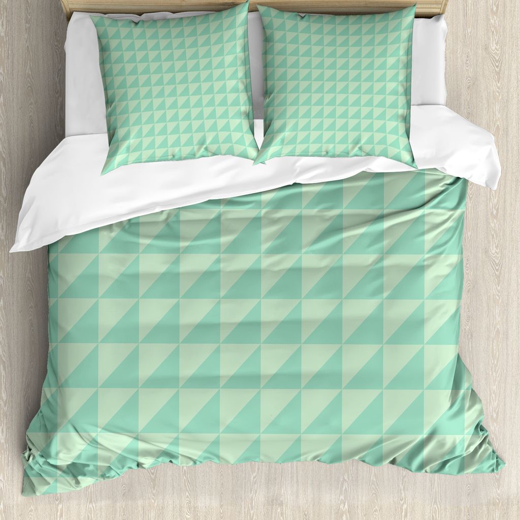ABAKUHAUS Minze Bettbezug, Halb Squares Triangles, Milbensicher Allergiker geeignet mit Kissenbezügen, 155 cm x 220 cm - 80 x 80 cm, Minze und Man...