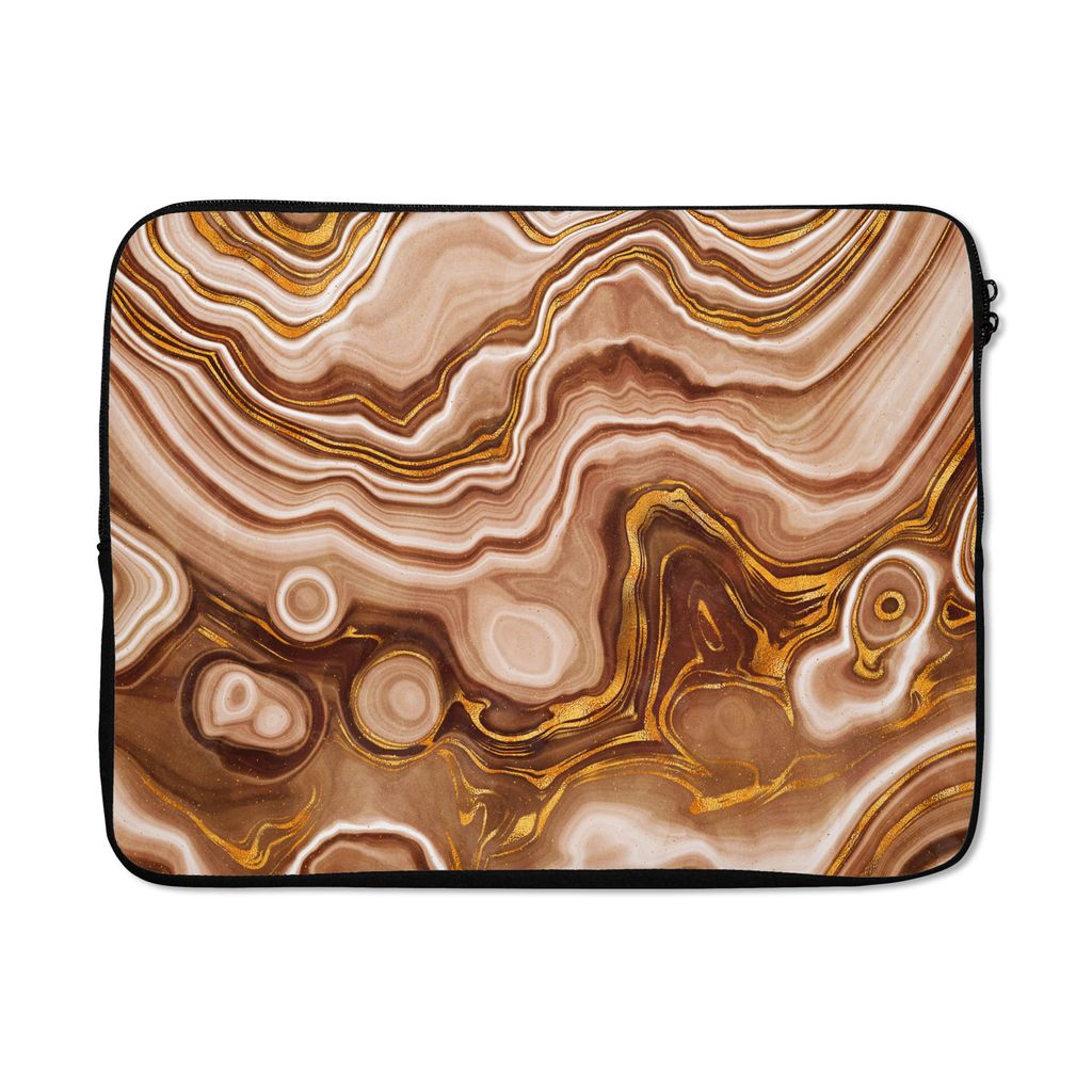 MuchoWow Laptop Hülle 17 Zoll Laptoptasche Gold - Achat-Geode - Steine - Braun - Zipper - Schutzabdeckung