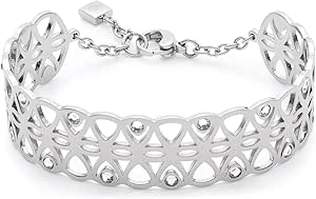 Bracelet jonc en acier inoxydable anti-oxydation femme verre transparent