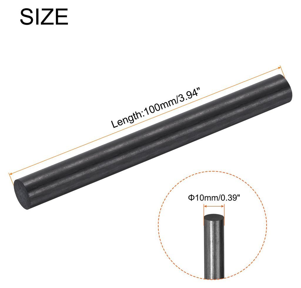 Kohlefaserstab, 10mm x 100mm Kohlefaserstange fš¹r RC Flugzeug DIY Basteln Drachen Flš¹gelrohr Quadcopter Arm Reparatur Packung mit 4 Stš¹ck