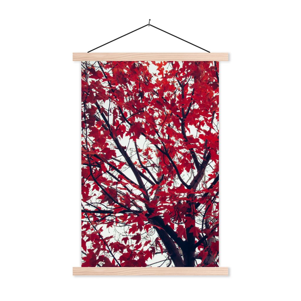 MuchoWow Textilposter Ahorn - Blätter - Herbst - Natur 60x90 cm mit holzfarbenen Rahmen - Textil