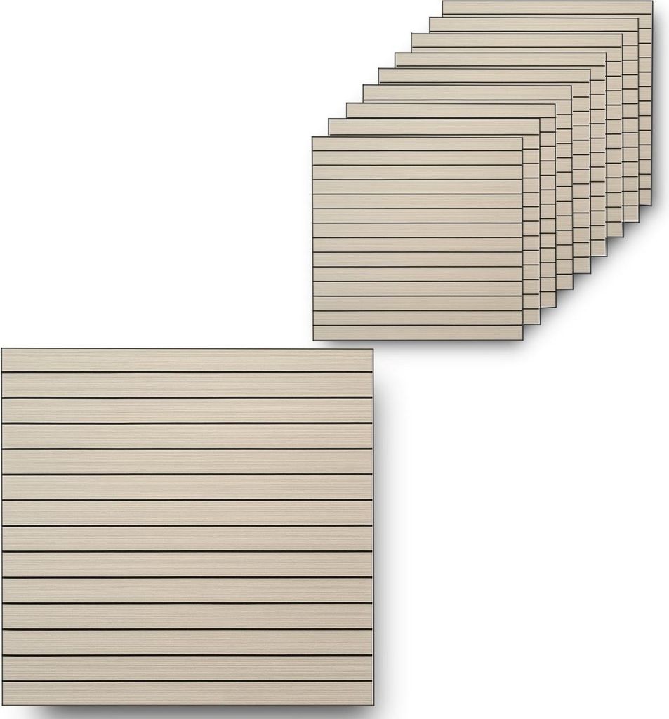 Selbstklebende Wandpaneele 3D Holzoptik – Fliesenaufkleber PVC – Wandverkleidung ohne Bohren – zuschneidbar – Hellgrau 60 x 60 cm – für ...