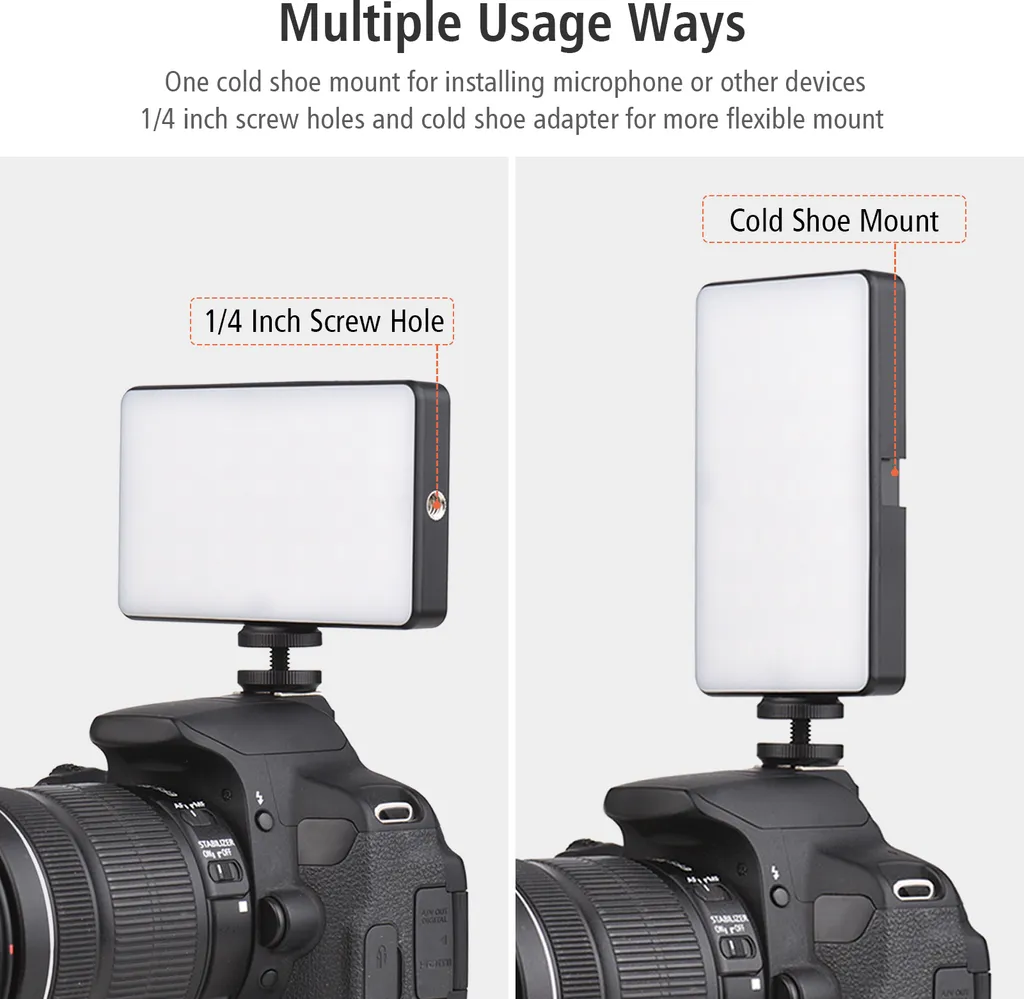 Éclairage LED pour Vlog et Visioconférence Rechargeable avec Fixation Cold - 5