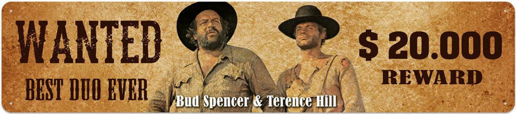 Maglietta Ufficiale Terence Hill & Bud Spencer – Wanted $20.000 – Colore Nero Taglia L – 100% Cotone