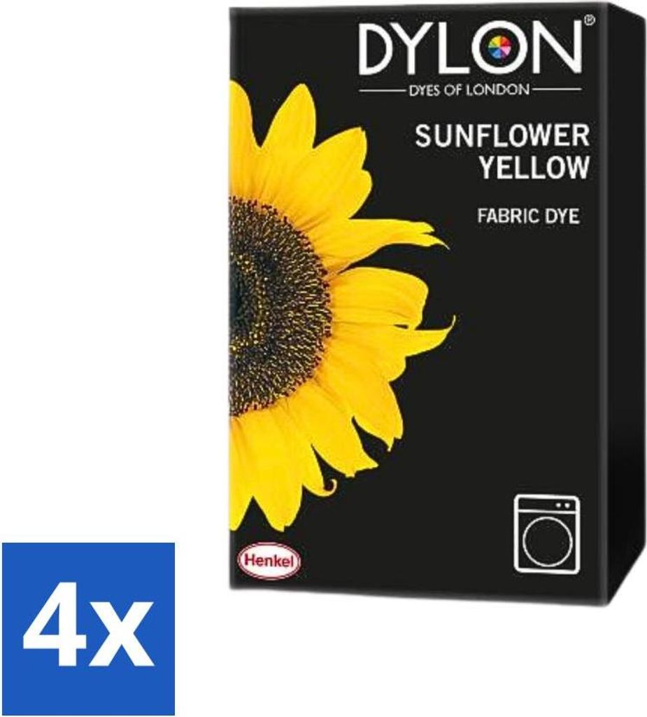Dylon - Textilfarbe - Sonnenblumengelb - Lichtechte Textilfarbe - 350 g - Vorteilspack - 4 Stücke