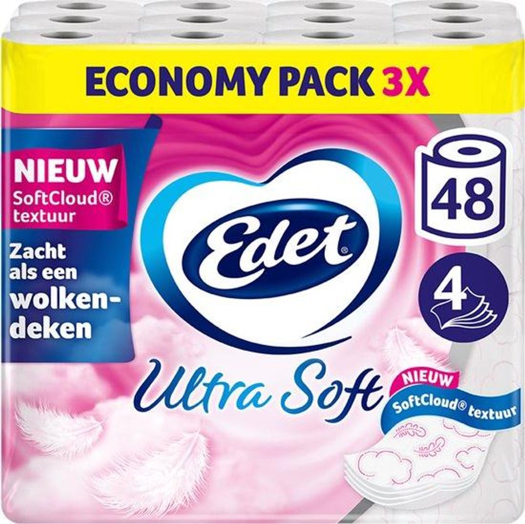 Edet Edet Ultra Soft Toilettenpapier - 4-lagig - 48 Rollen - Vorteilspackung