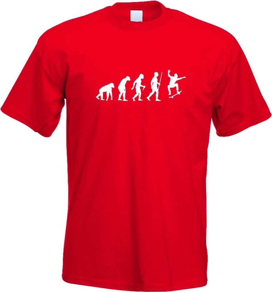Kiwistar - T-Shirt - rot - Skateboard Skaten Evolution Motiv Bedruckt Funshirt Design Print - mit Motiv Bedruckt - Funshirt Design - Sport - Freize...