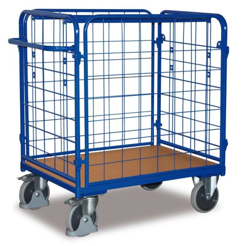 Paketwagen, 4 Gitterwände, Ladefläche LxB 1200x800 mm, Außenmaße LxBxH 1390x840x1220 mm, Traglast 500 kg