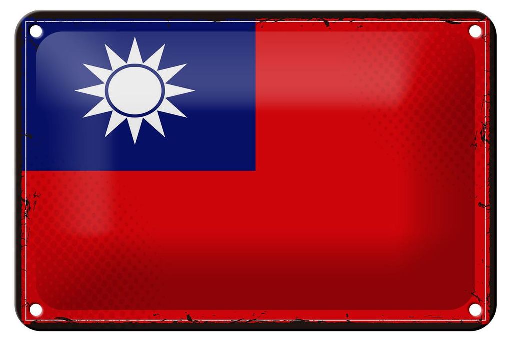 Blechschild Flagge China 18x12cm Retro Flag of Taiwan