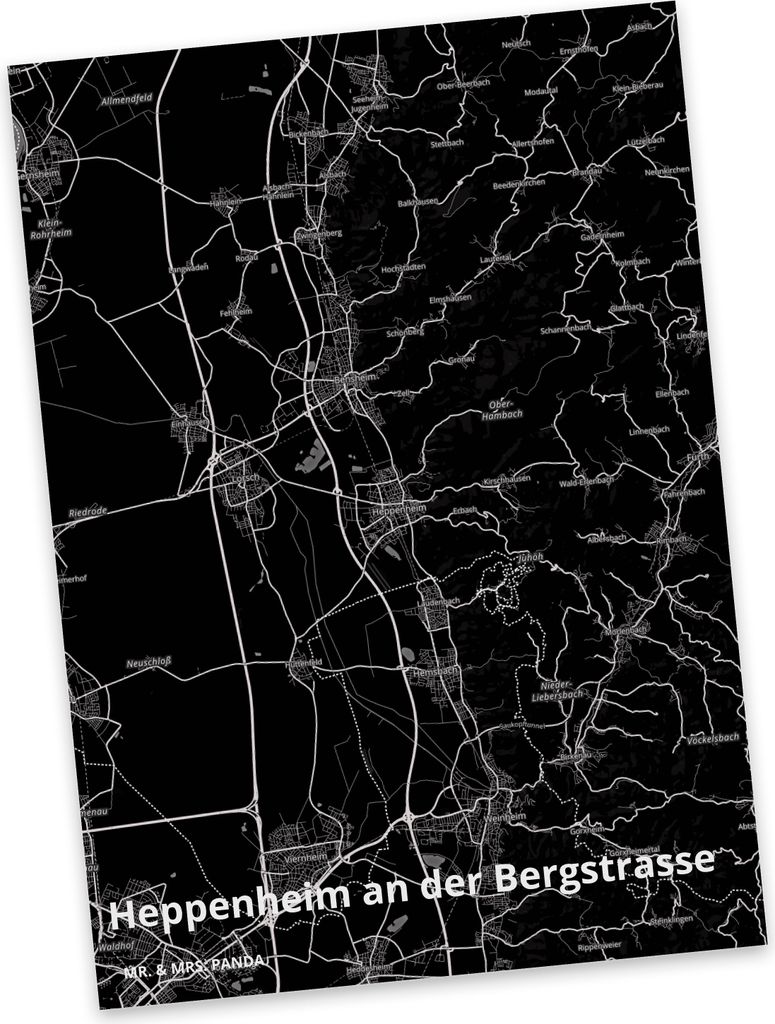 Mr. & Mrs. Panda Postkarte Heppenheim an der Bergstrasse - Geschenk, Stadt Dorf Karte Landkarte Map Stadtplan, Ansichtskarte, Fotokarte, Postkarten...