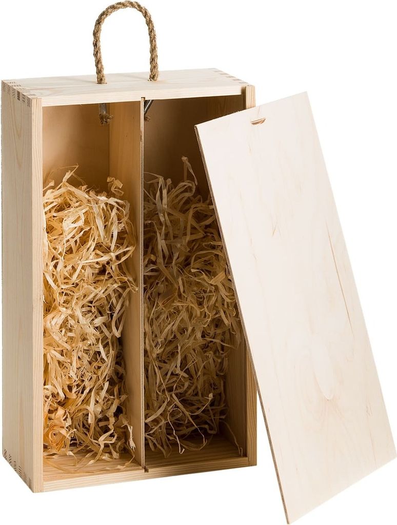 Holzbox für Flaschen mit Schiebedeckel : 2 Flaschen Für: 2 Produktbild 
