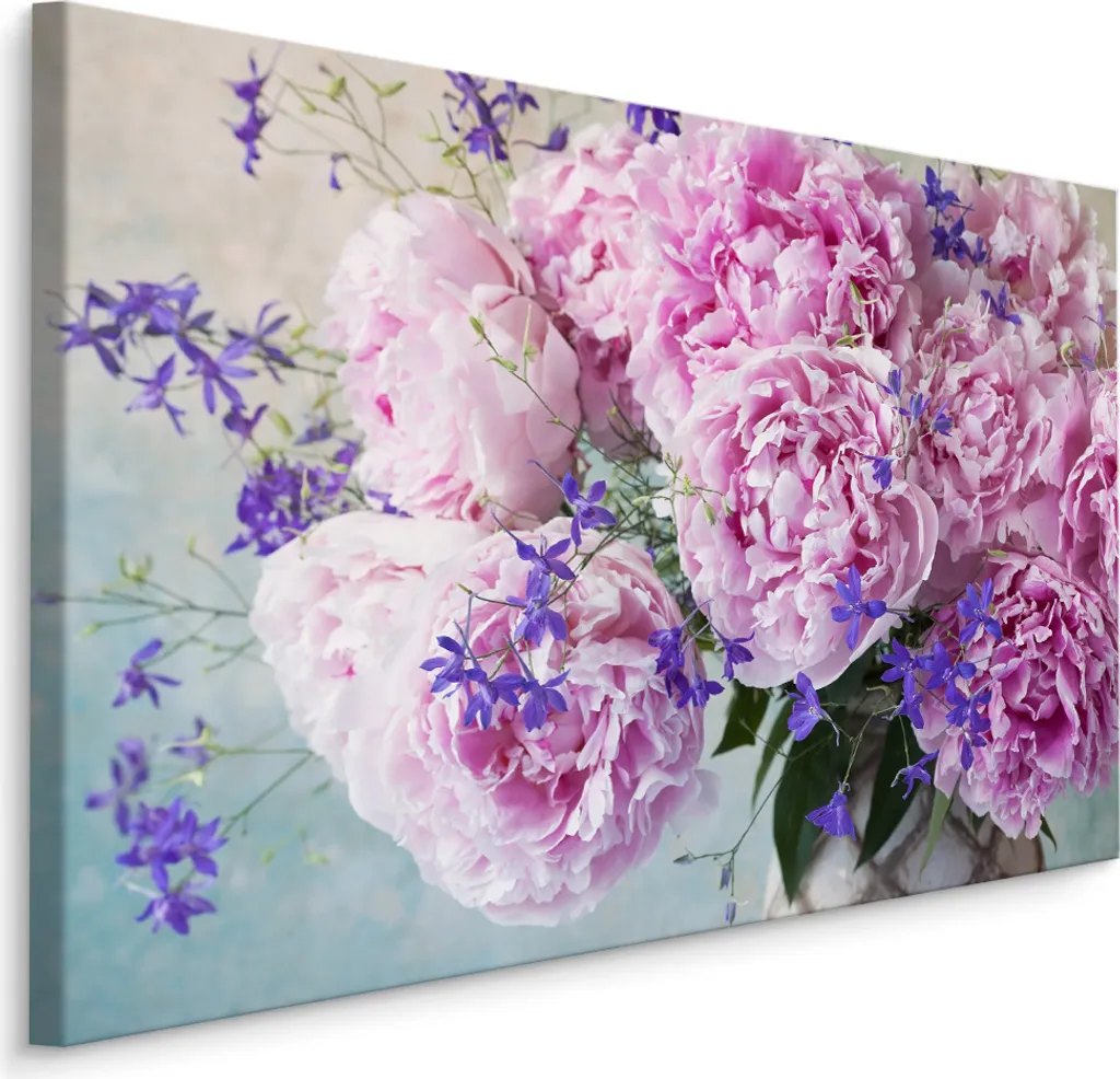 Decorazione murale 90x60 peonie: Fotomurale tela canvas alta qualità