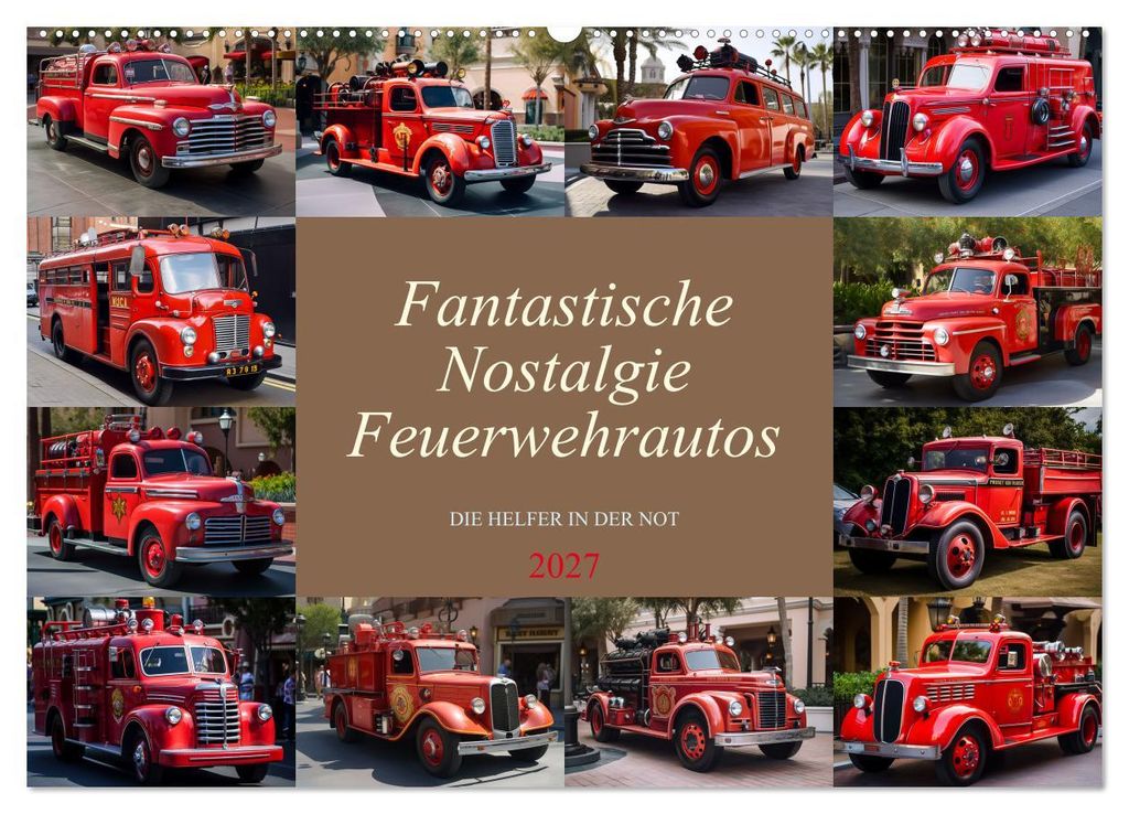 Fantastische Nostalgie Feurwehrautos (Wandkalender 2027 DIN A2 quer), CALVENDO Monatskalender