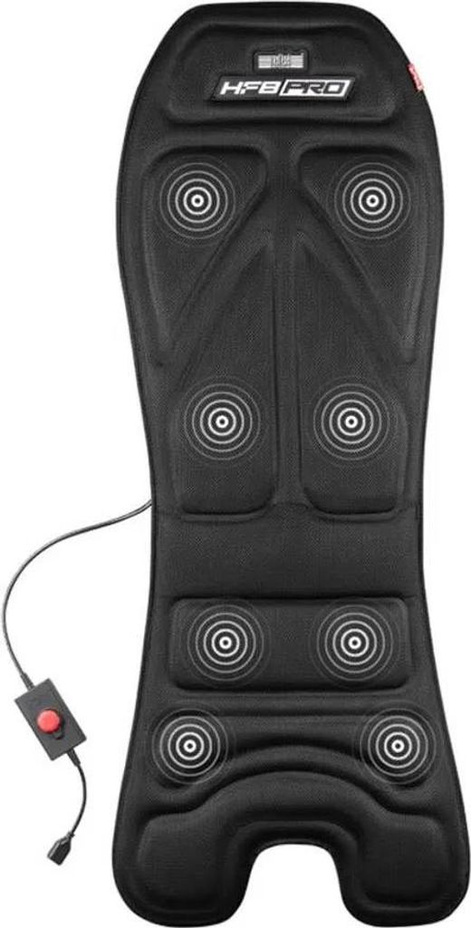 A black haptic feedback gaming pad is shown against a white background.