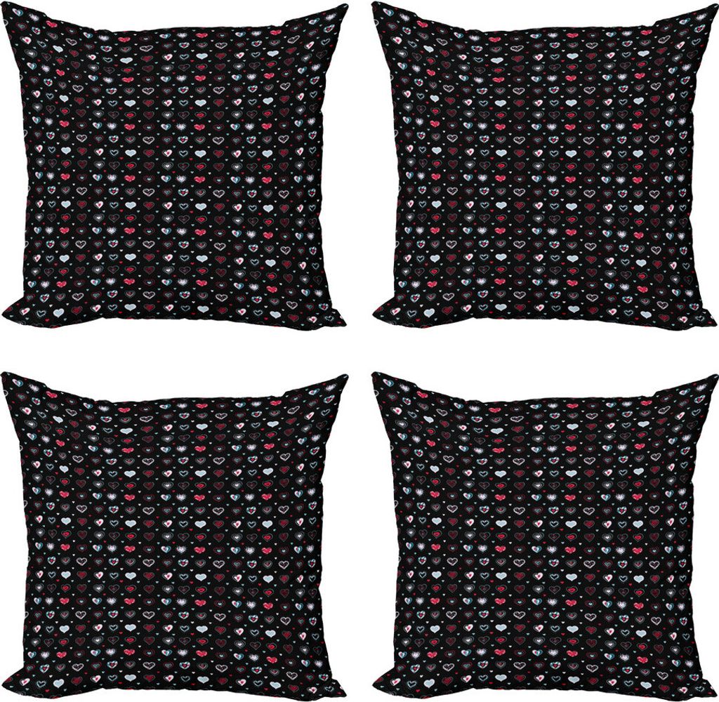 ABAKUHAUS Liebe Kissenbezug Set (4 Stück), Liebe-Entwurf, Moderner Doppelseitiger Digitaldruck, 50 cm x 50 cm, Mehrfarbig