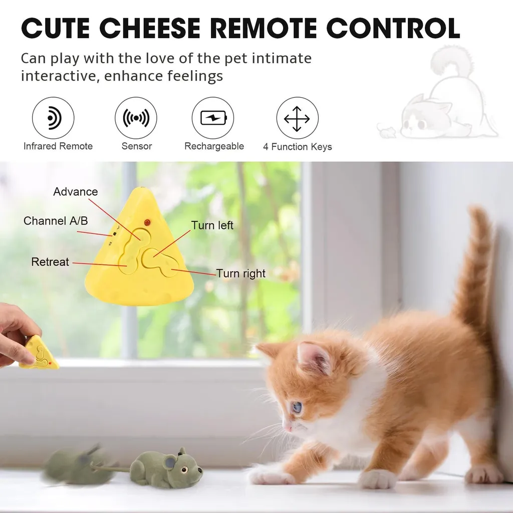 Souris Interactive Électrique pour Chat Rechargeable Grise Résistante - 3