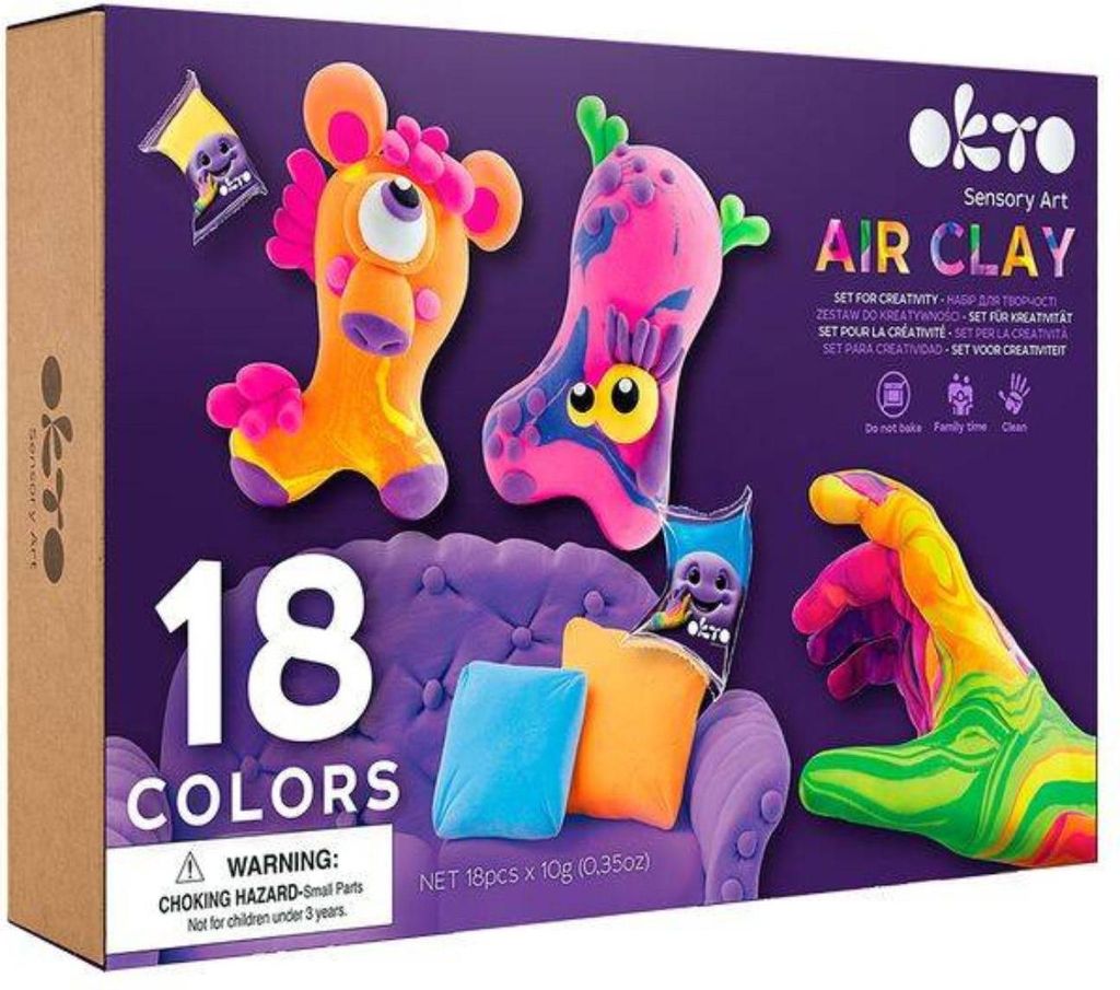 OKTO Selbsttrocknende Modelliermasse, Set mit 18 Farben