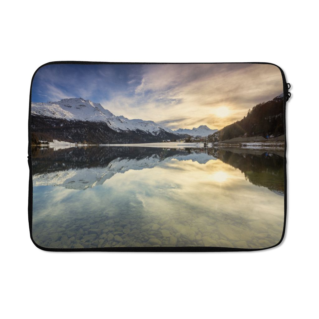 MuchoWow Laptop Hülle 13 Zoll Bergsee im Winter Schweiz Laptoptasche - Laptophülle - Sleeve - Rundumschutz