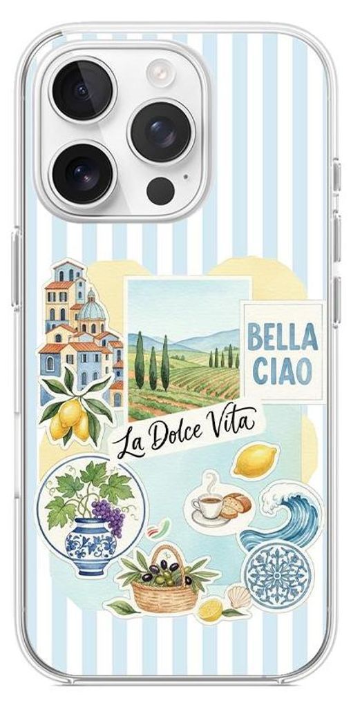 Flexible Hülle für das iPhone 16 Pro Max, TPU Silikon transparent, Urlaub in Italien, italienische Spezialitäten, La Dolce Vita