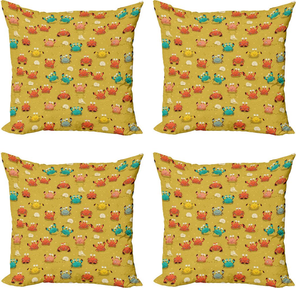 ABAKUHAUS Krabben Kissenbezug Set (4 Stück), Star und Shells Muster, Moderner Doppelseitiger Digitaldruck, 50 cm x 50 cm, Pale Kaffee