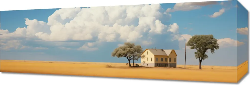 Tableau Maison d'Habitation 60x20 cm - Décoration Murale Format Bandeau