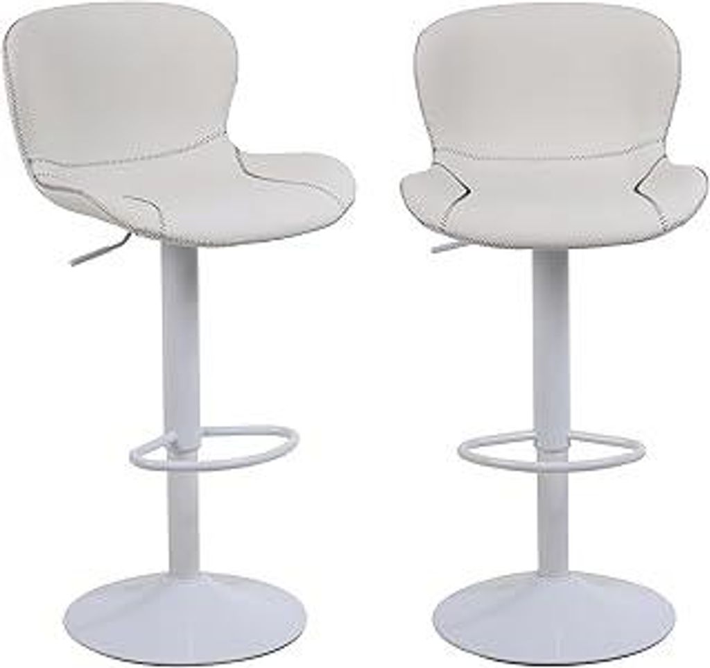 Youhauchair Barhocker 2er Set, Höhenverstellbar Aus Kunstleder, Wasserdicht und Verschleißfest, Mit Lehne, Drehbarer Bar Stool, Modern, Weiß