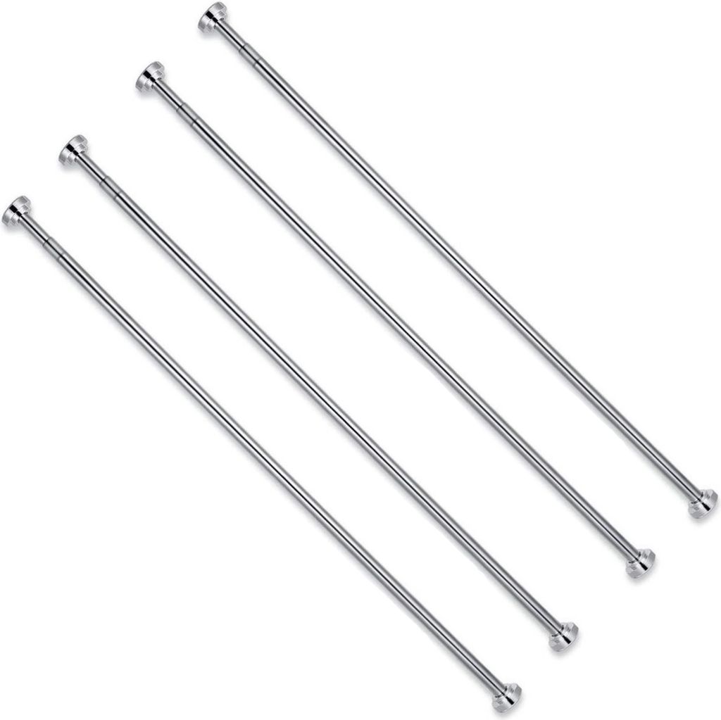4 x 100 cm Duschvorhangstange ohne Bohren verstellbar von 105cm bis 170cm, ausziehbare Teleskopstange für Dusche & Badewanne, Vorhangstange aus Ed...