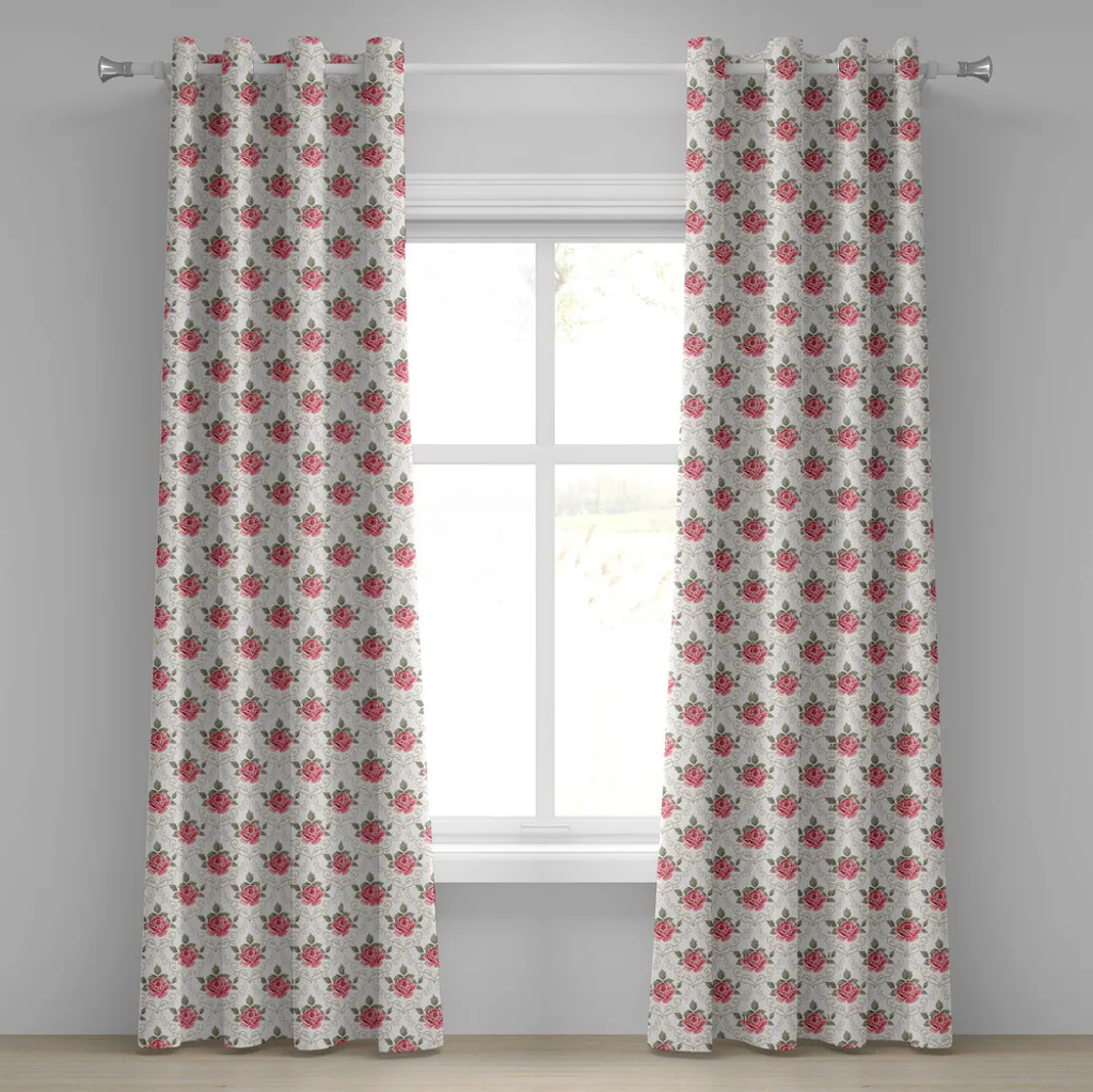 Recensione Tende ABAKUHAUS Shabby Chic Fiori 280x225cm Rosa/Verde