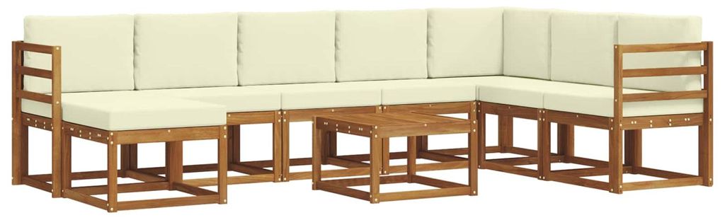 vidaXL Outdoor-Sofagarnitur mit Kissen 9 pcs Natur und Creme