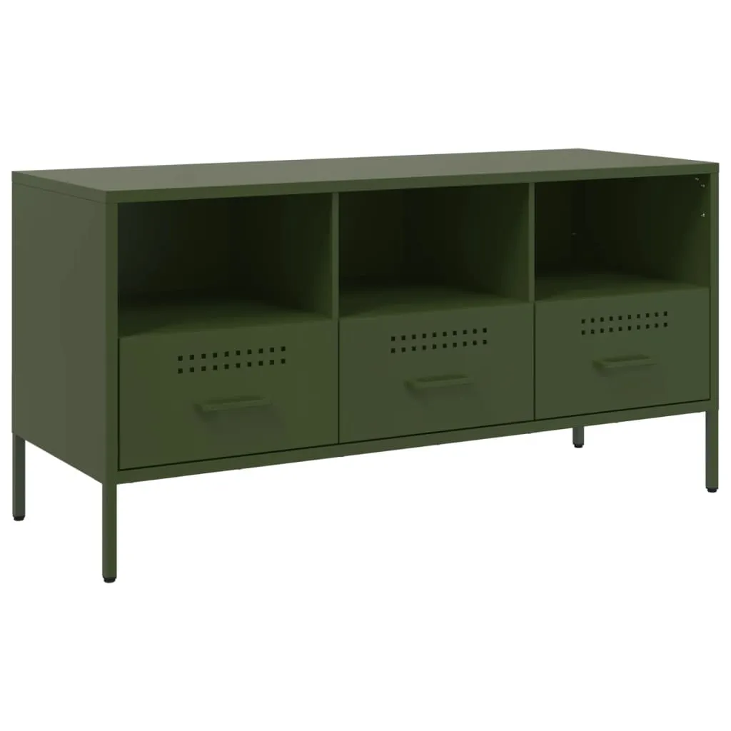 Porta TV Industriale Verde Oliva Metallo 100cm | Design Loft Moderno