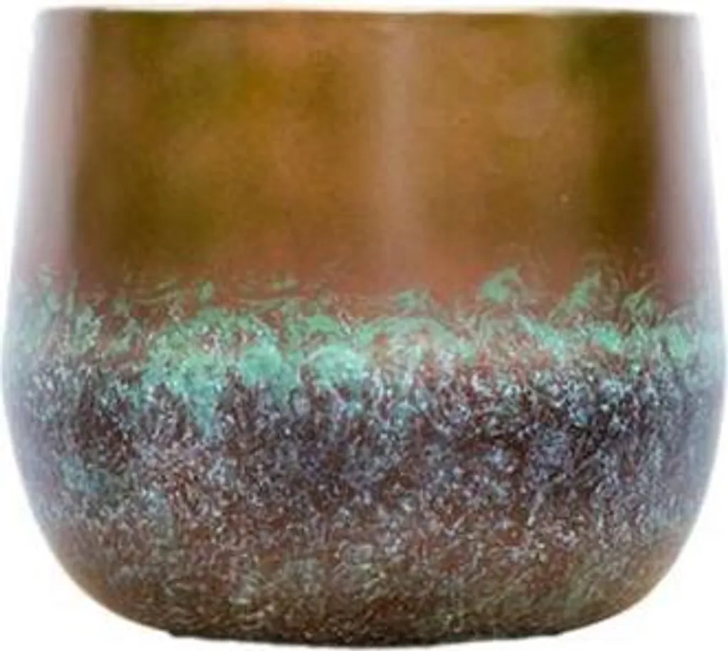 Grand cache-pot décoratif en bronze véritable 39cm - Pot de fleurs chic