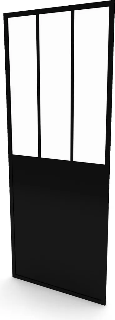 Paroi retour douche 80x200cm, look atelier, verre 5mm et noir mat
