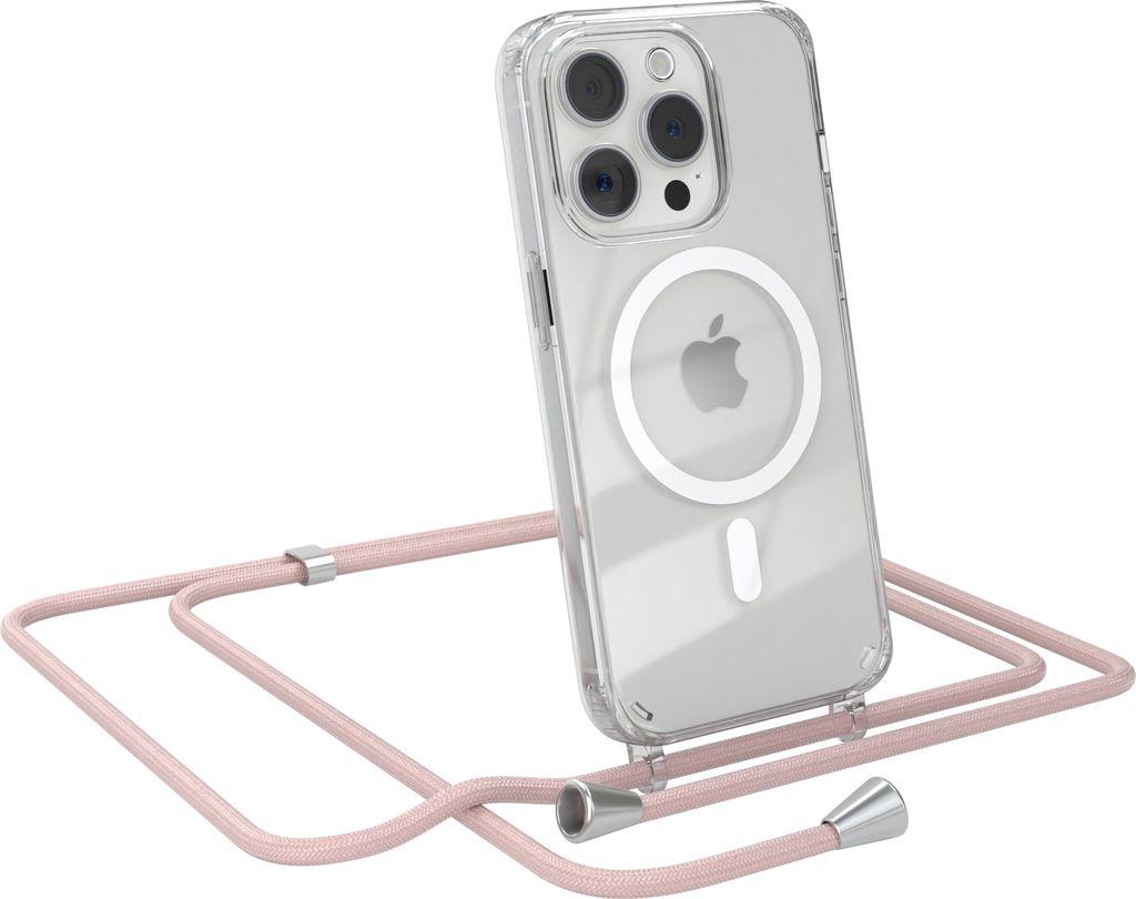 EAZY CASE - Handykette kompatibel mit Apple iPhone 15 Pro Kette zum Umhängen Stoßfest Handyhülle für Apple iPhone 15 Pro Silikon Hülle mit Ban...